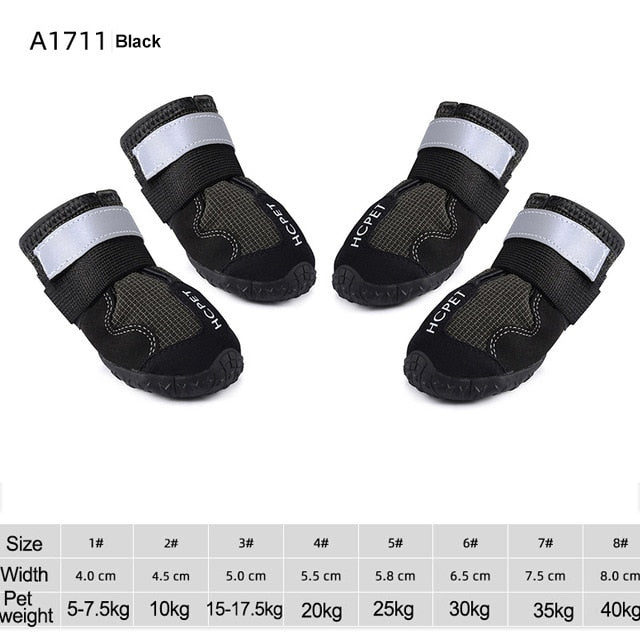 Waterproof Reflective Dog Boots – Anti-Slip with Adjustable Straps
