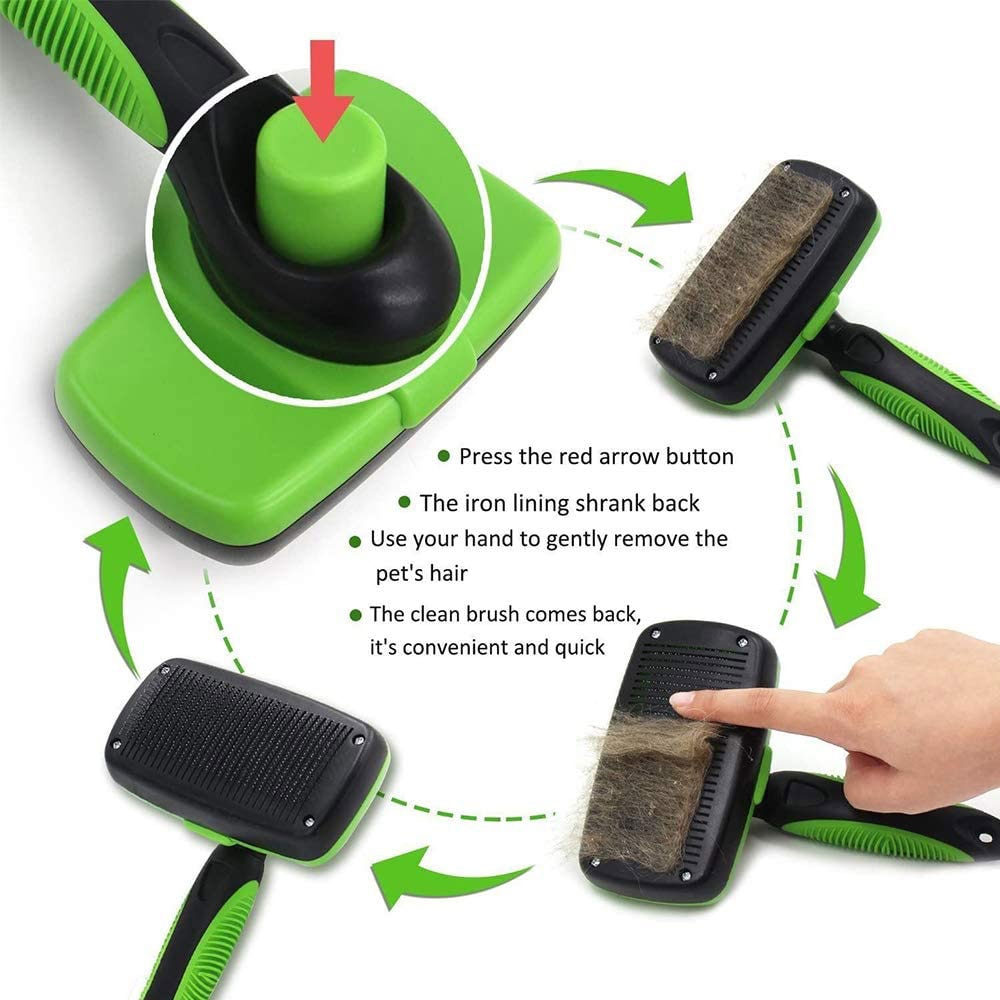 Self-Cleaning Dog Brush – Pet Grooming Tool for Shedding and Detangling