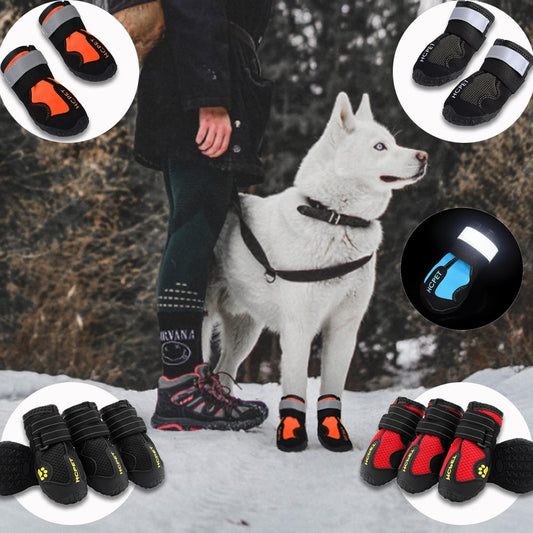 Waterproof Reflective Dog Boots – Anti-Slip with Adjustable Straps