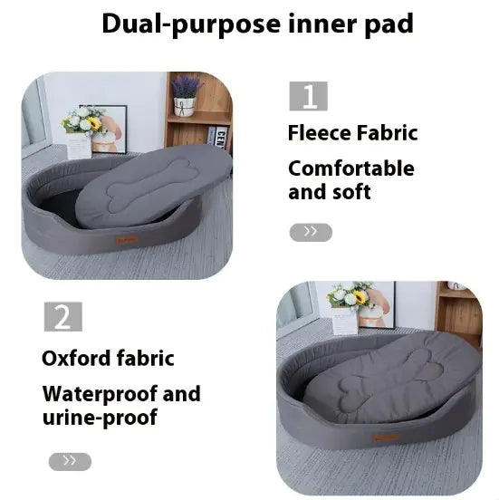 Polar Fleece Waterproof Dog Bed - All Season Double-Sided Pet Bed with Durable Oxford Cloth