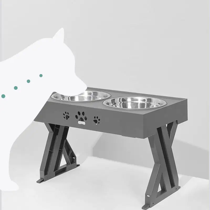 Adjustable Elevated Dog Bowl Stand with Stainless Steel Bowls