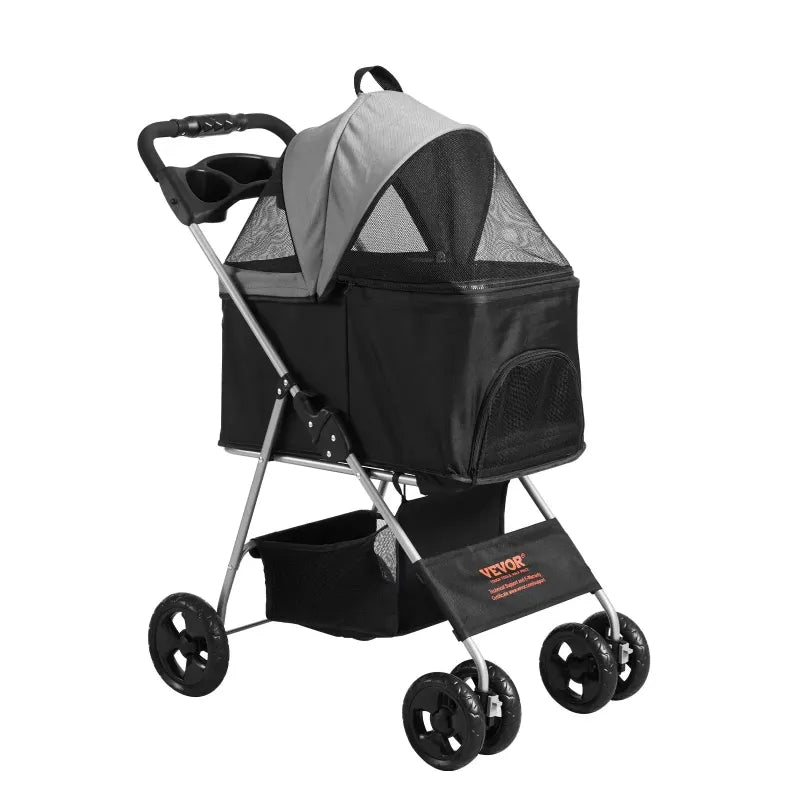 Compact 4-Wheel Dog Stroller – Lightweight & Travel-Friendly