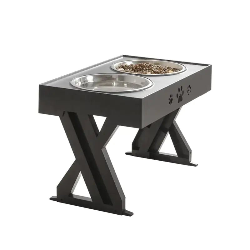 Adjustable Elevated Dog Bowl Stand with Stainless Steel Bowls